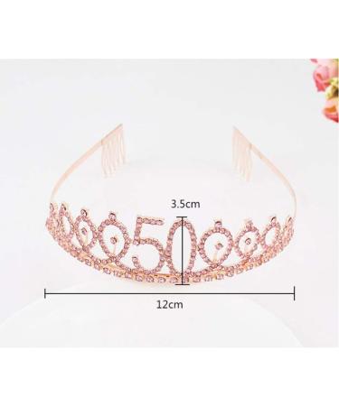 Minkissy Birthday Crown 70th Rhinestone Birthday Tiara with Comb Crystal Princess Tiara Headband for Birthday Party(Rose Gold) - Buy Online on GoSupps.com