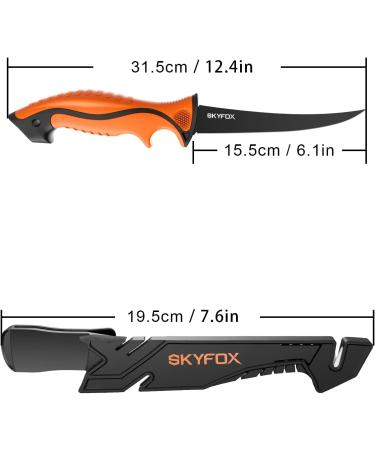 Skyfox Fish Knife - 15.5 cm German Stainless Steel Fishing & Filleting Knife with ABS Protection | Sharp Hunting Knife for Outdoor Use - Buy Online on GoSupps.com