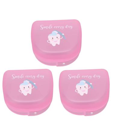 Verdant Touch orthodontic retainer box Denture Case 3 Pack Dental Retainer Box for Partition Protection orthodontic retainer container pink