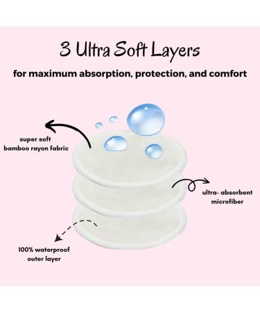 Organic Bamboo Nursing Breast Pads - 14 Washable Pads with Storage Bags - Reusable Nipplecovers for Breastfeeding - Extra Large Size - Buy Online on GoSupps.com