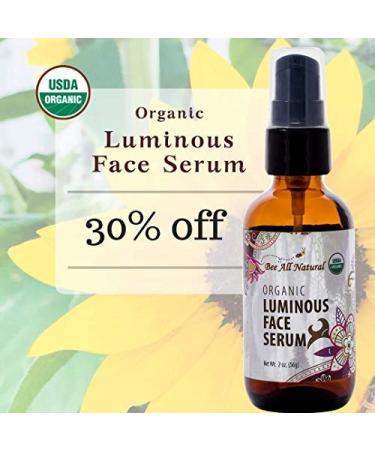 Organic Luminous Face Serum - USDA Certified Youthful & Nourished Skin - 2 oz Glass Bottle - International Shipping Available - Buy Online on GoSupps.com