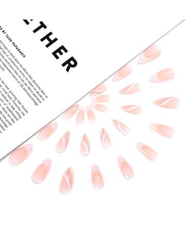 Sethexy Swirl Artificial Tonsiling Brief French Acrylic Nails - 24 Shiny White Abstract Nails for Women & Girls | International Shipping - Buy Online on GoSupps.com