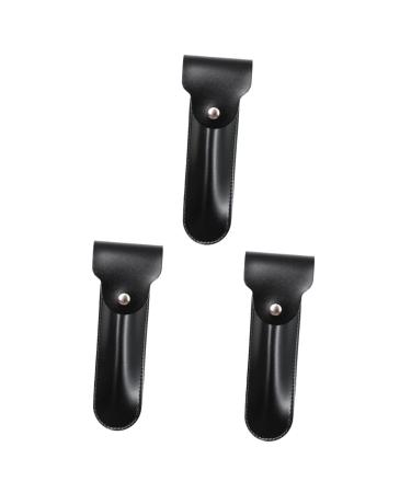 Lalafina 3st razor storage case travel bag to shave etui for safety razor travel case for razor razor cover storage box portable leather dad 16.5x4.2cmx3pcs blackx3st