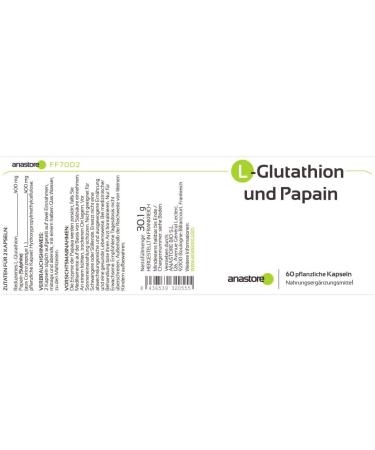 Anastore L-Glutathione & Papaya 400mg - 60 Capsules | Premium Antioxidant Supplement | International Shipping - Buy Online on GoSupps.com