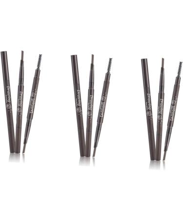 Beavorty 3pcs 2 1 rotate eyebrow pencil eyebrow pencils eyebrow filler brow brush Coffee eyebrow pencil - Buy Online on GoSupps.com