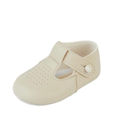 Early Days Baypods Baby Shoes for Boys & Girls Soft Soled Pre Walker Shoes Soft Faux Leather Baby Boys & Baby Girls Shoes B625 T Bar Style Shoe with Hole Punch Made in England 0 UK Child Biscuit