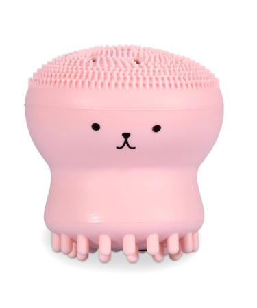 Face Cleansing Brush Silicone Facial Cleansing Brush Octopus Shape Waterproof Face Scrubber Exfoliator Pore Cleanser Brush for Deep Cleansing Blackhead Removal Suitable All Skin Types Pink