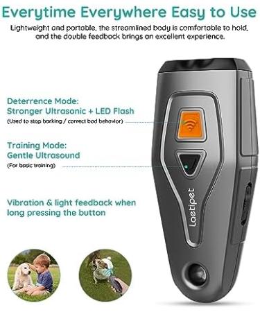 Dog Anti Barking Device | Ultrasonic Training Deterrent with LED Flashlight | Rechargeable & Safe | 33ft Range | Indoor & Outdoor Behavior Aid - Buy Online on GoSupps.com