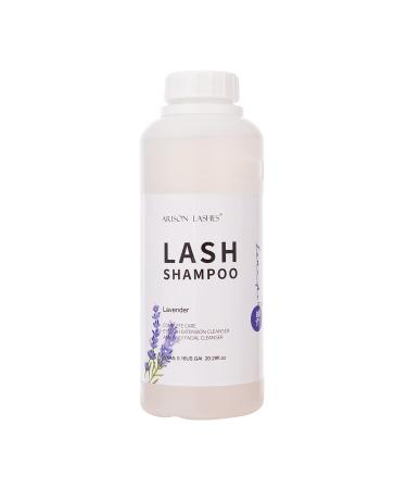 Eyelash extension shampoo 600ml/eyelid foaming cleaner/detergent for extensions and natural eyelashes/paraben & sulfate free safe makeup/professional & self-use (lavender) 600ml lavender