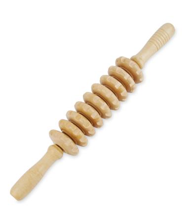 Jitnetiy Wooden Massage Roller Handheld Cellulite Sore Trigger Points with 9 Balls (1 Pack, White)