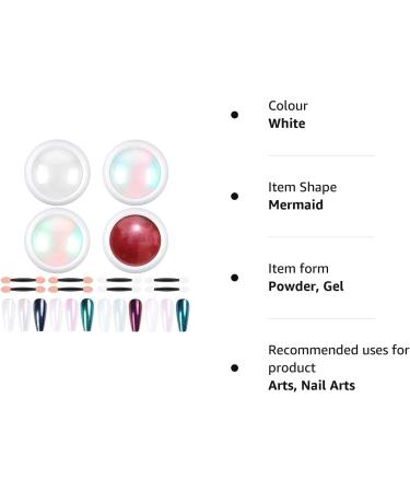 Chrome Nail Powder Set - Metallic Mirror Effect, Mermaid Aurora, White Pearl, Holographic Glitter Dust - Nail Art Decoration Kit - Buy Online on GoSupps.com