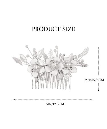 Silver Crystal Flower Bridal Hair Comb - Rhinestone Wedding Hair Piece for Women and Girls - Buy Online on GoSupps.com