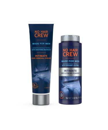 No Hair Crew | Intimate Bundle | Includes Hair Removal Depilatory Cream for Men and Dry & Fresh Body Powder for Sweat and Odor Control