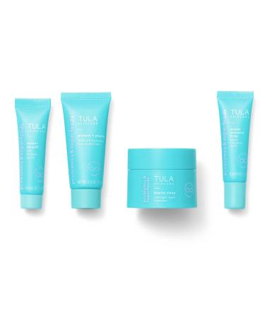 TULA Skin Care Your Best Skin At Every Age Firming & Smoothing Discovery Kit New Packaging - Wrinkle Treatment Face Moisturizer Eye Serum and Overnight Repair Treatment Anti-Aging 4-Piece Kit