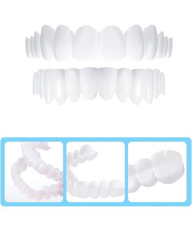 Instant Veneer Dentures Set - Serrated Top Bottom Fake Teeth for Men and Women - Buy Online on GoSupps.com