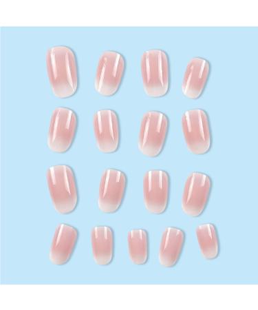 24Pcs White Ombre Almond Press-On Nails | Short Round Fake Nails for Women | Artificial Stick-On Nail Designs - Buy Online on GoSupps.com