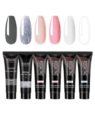 Rosalind 6pcs/Lot Poly Nail Gel Kit Extension Builder Acrylic Art UV Gel Polish Manicure Set Hybrid Varnishes Semi Permanent - (Color: RE-6GELSTOOL-15)