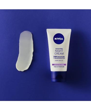 NIVEA Sensitive Night Cream (50ml) with Liquorice Extract and Grape Seed Oil for Regenerating Skin Care | Gentle Face Cream for Sensitive Skin - Buy Online on GoSupps.com