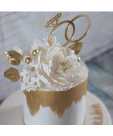Wedding Cake Topper 2 Pcs Ring Cake Topper for Valentine's Day Engagement Bridal Shower Wedding Party Cake Decor Accessories - Buy Online on GoSupps.com