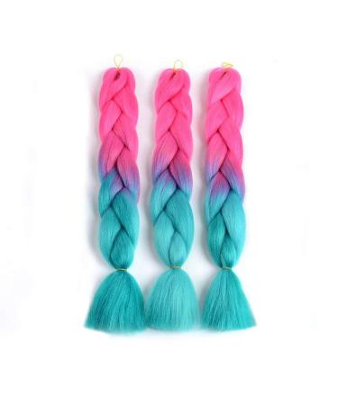 Buy Showjarlly Kanecalon Ombre Jumbo Braid Hair Extensions - 24 Kanecalon Braids in Peach/Marine Blue (3 Pack) for Stunning Hairstyles - Buy Online on GoSupps.com