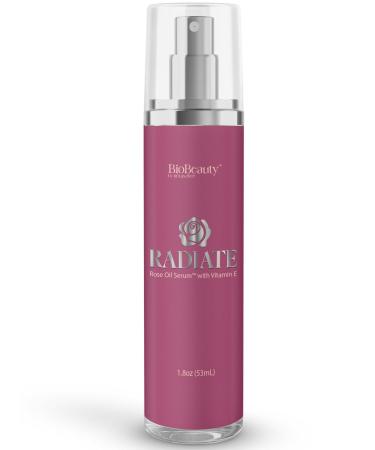 BIOBeauty Rose Oil Serum for Face with Vitamin E Jojoba Oil & Sunflower Oil Hydrating & Nourishing Face Oil with Rose Extract for Radiance Paraben-Free Non-GMO Made in USA (1.8 oz - Radiate)