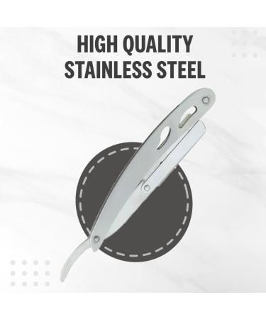 Professional Straight Edge Barber Razor Knife for Men - Stainless Steel Safety Razor - Perfect for Smooth Shaving (Grey - Buy Online on GoSupps.com