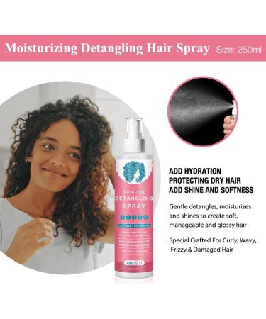 NatuCurl Moisturising Detangling Hair Spray for Curly Hair - With Castor Oil & Shea Butter - Promotes Hair Growth - For Curly Wavy Frizzy & Damaged Hair - Buy Online on GoSupps.com