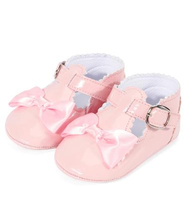 LACOFIA Baby Girls Anti-Slip First Walking Shoes Infant Bowknot Mary Jane Princess Party Shoes Prewalkers 3-6 Months D Pink
