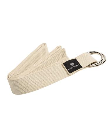 Hugger Mugger D-Ring Cotton Yoga Strap - Super Strong Cotton, Metal D-Ring Buckle, Multiple Lengths Available 8 ft. Natural