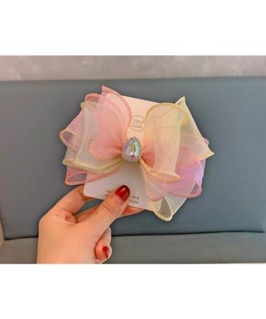 FEIFEI'S BOW Baby Girls Princess Chiffon Diamond Crown Unicorn Hair Clip | Multi Colour Toddler Party Dress Costume Bow - Buy Online on GoSupps.com