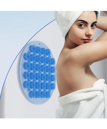 Shower footrubber Matte 2 Pack with anti-slip sucking sucking back cleaning brush on wall suctionable Avoid arm loads Massing your feet improve blood circulation (blue l) l