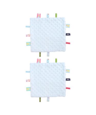 Baby-day blanket sensory development 2 pieces 3D particles baby tags safety ceiling pure cotton colorful labels soft for trips for everyday life (blue)