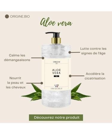Origine.bio - Aloe Vera Gel 1 Liter Pure Face Hair Skin 100% natural French Brand Pump Bottle Moisturizing - Buy Online on GoSupps.com
