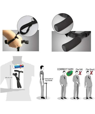 Folding Cane with Led Light Adjustable Canes and Walking Sticks for Arthritis Disabled and Elderly Black - Buy Online on GoSupps.com