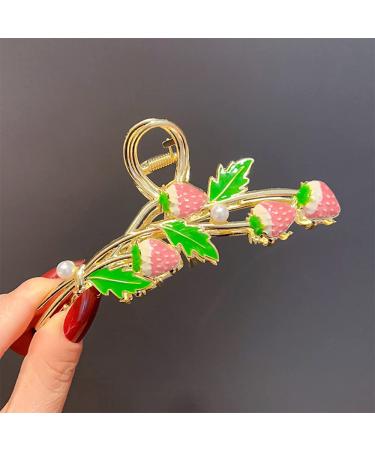 2PCS Metallic Strawberry Claw Clips - Fashionable Hair Accessories for Strong Hold | Women and Girls Hairstyling - Buy Online on GoSupps.com