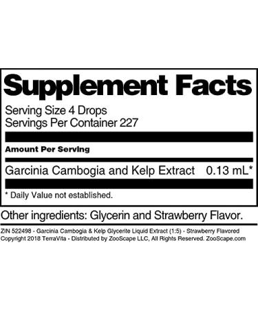 TerraVita Garcinia Cambogia & Kelp Glycerite Liquid Extract - Strawberry Flavor (1 oz) | International Shipping Available - Buy Online on GoSupps.com