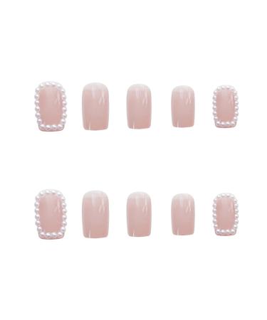 Chtom Gentle Pearl Fake Finger Slices Wearing Nail Film Sticker 24 Tablets