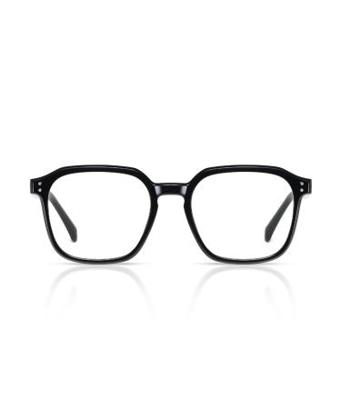Pin Temple Square Tr90 Frame Blue Light Blocking Glasses for Women Men Anti UV Ray Computer Reading Glasses for Women Men Black 57 Millimeters