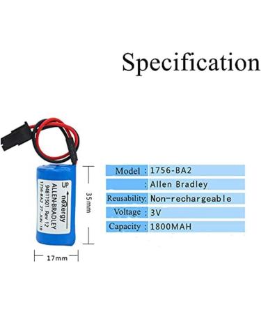 Pack of 6 - 3.0V 1800mAh 1756-BA2 PLC Battery Replacement for Allen Bradley 1756-BA2 & BR2/3A-AB - Non-Rechargeable International Shipping Available - Buy Online on GoSupps.com
