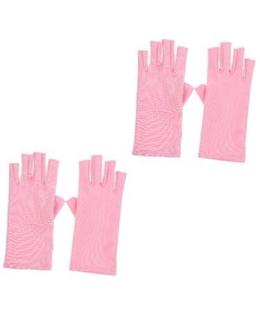 Healeved 2 Pairs Nail Gloves Nail Art Anti-uv Gloves Gel Manicures Gloves Protective Gloves Manicure Uv Gloves Nail Uv Gloves Nail Nails Gel Nail Polish Spandex Fingerless Pink
