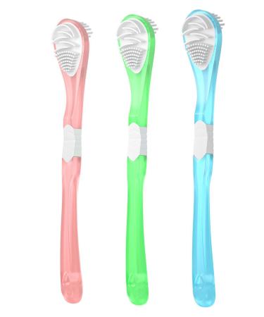 Y-Kelin Double-Side Desiged Tongue Scraper  Ultra-Soft Tongue Brush Tongue Cleaner (3 Pack) 3 Count (Pack of 1)