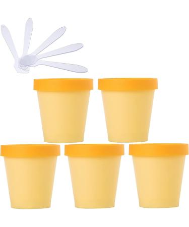 empty jars with lids cosmetic jar B0CL9KHB4R5 PC 200ml Pink Mask Mixing Bowl Empty 200g Plastic Storage Jars with Inner Liner for Storage Body Hand Face Cream Lotion Gel 5X Spatula (Color : Geel Si