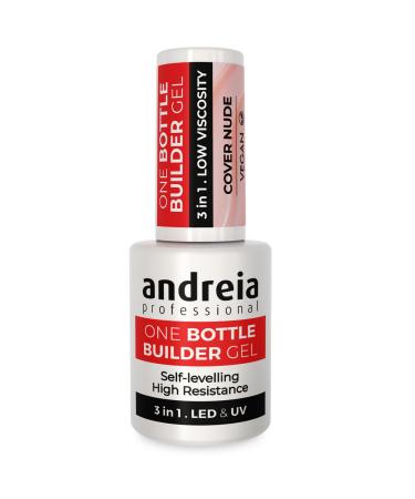 Andreia Andreia Professional 3-in-1 UV & LED Nail Builder Gel for Strengthening Nail or Extension - Self-Equalising Low Viscosity Formula - Bottle 15 ml - Colour Covering Nude