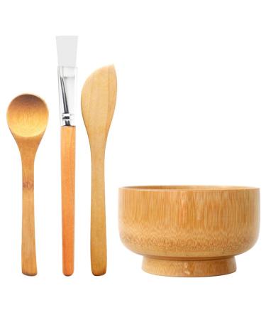 lasenersm 1 Set Mask Bowl with Spoon Spatula & Brush Eco Bamboo Mask Mixing Bowl and Spoon Facemask Bowl Mud Mask Mixing Bowl DIY Skin Care Mixing Tool Kit for Home Beauty Salon Use