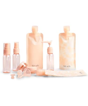 Kitsch 11pc Travel Bottle Set - Leak Proof Toiletry & Skincare Containers - TSA Approved Peach Travel Size Bottles - Buy Online on GoSupps.com