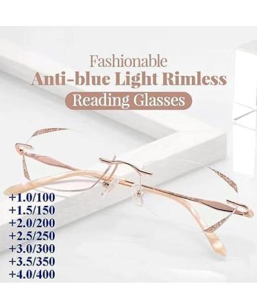 Shop Spayim Glassesify Women's Diamond-Edged Anti-Blue Light Bifocal Reading Glasses - Ultra-Light Portable Gold Finish - Buy Online on GoSupps.com
