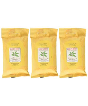 Burt's Bees Cleansing Facial Cleansing Towelettes 10 Towelettes each (Value Pack of 3)
