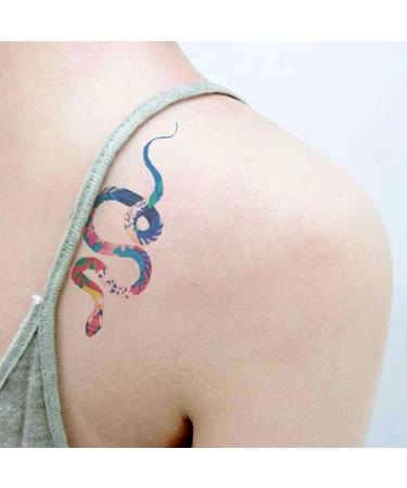 Oottati Small Cute Temporary Tattoos Stickers Colored snake (2 Sheets) T-148