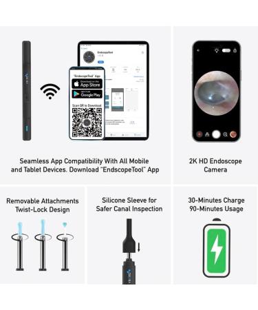 EarScope Ear Cleaner Wireless Otoscope with Camera & LED Light Ear Wax Removal Kit for All Ages Best Ear Care Products for iPhone & Android - Buy Online on GoSupps.com