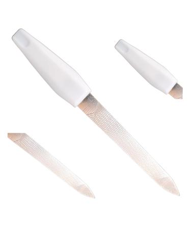 Nail File Stainless Steel Double Side Nail File Silver Stainless Steel Double-Sided Nail File Trim Manicure Tool for Hand and Foot Care in Nail Salon Silver with Handle